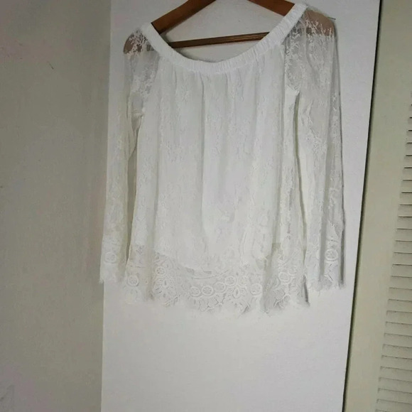 True Religion Women’s s/p White Lace longue sleeve - Picture 1 of 9